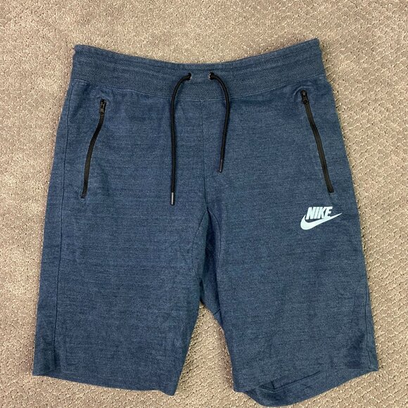 Nike Advance 15 Knit Tech Shorts Men's Large Blue Heather Gym Sweat Active Wear - Picture 1 of 13